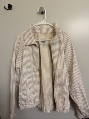 Abercrombie & Fitch Relaxed Linen-Blend Denim Bomber Jacket
